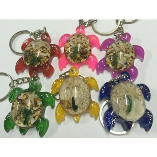Free shipping 50 PCS Turtle design mix colorful fashion keychain starfish jewelry fine keyring TAXIDERMY GIFT Sea Shell. style