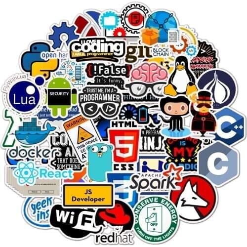 Pack of 50pcs Wholesale Internet Programming Stickers Developers Engineers Hackers Vinyl Decals Laptop Bottle Motor Car Stickers