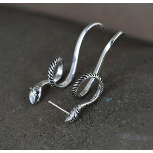 925 Sterling Silver Snake Stud Earrings Men Women Jewelry A1302