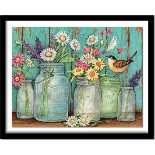Diamond Flower DIY Diamond Painting Cross Stitch Bird Home Decor Picture Of Rhinestone Full Square Handmade Gift