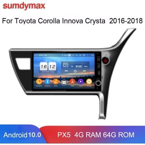 10.1" high quality Android 10 car dvd player for toyota Corolla Innova Crysta RHD 2016-2018 car audio stereo gps navi head unit