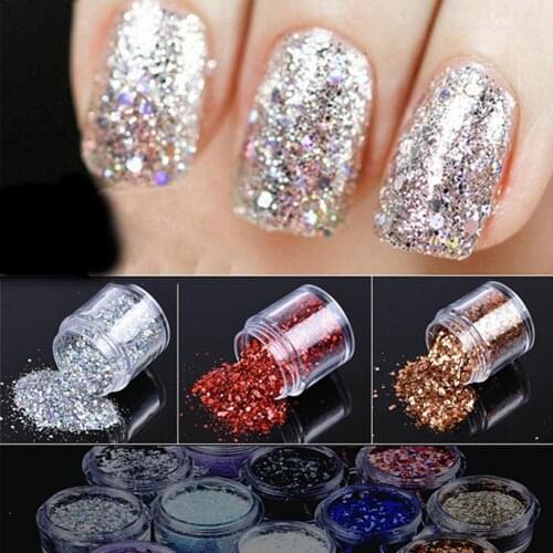 10g Shinny Nail Art Glitter Powder Holographic Sequins Nails Decoration Tools DIY Manicure Salon Pigment