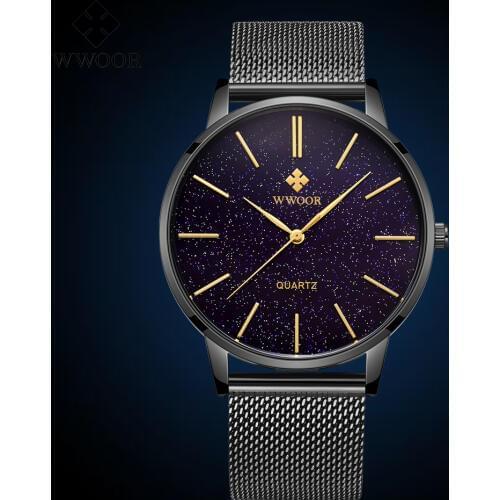 Reloj Mujer WWOOR Women Watches Brand Luxury Ladies Steel Mesh unisex Leather Couples Men Quartz Watch Simple Relogio Masculino