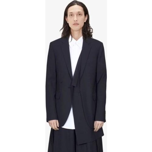 Black deconstructed suit male multi-layer asymmetrical simple loose Japanese original designer jacket