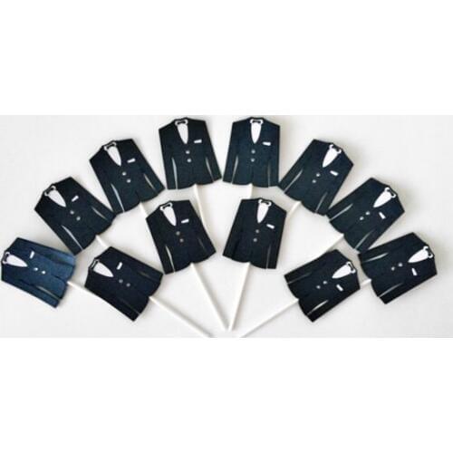 Black groom Suit Cupcake toppers wedding bridal shower valentines day party food picks Birthday baby baptism toothpick