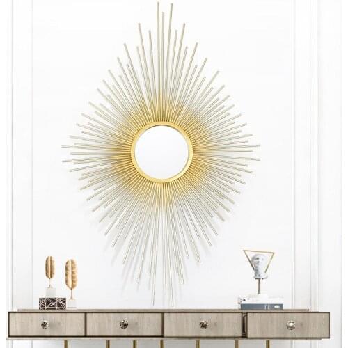 American Handmade Wrought Iron Decorative Mirror Wall Hanging Mirror Porch Aisle Living Room Decoration Mirror Creative Mirror