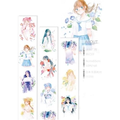 Lovely Flower Girl Washi Masking Tapes for Card Making DIY Scrapbooking Decorative Stickers