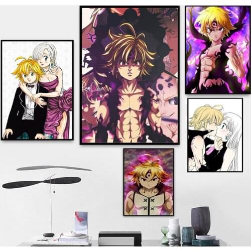 HD Cartoon Seven Deadly Sins Oil Painting Posters and Prints on Canvas Cuadros for Living Room Art Wall Art Without Frame
