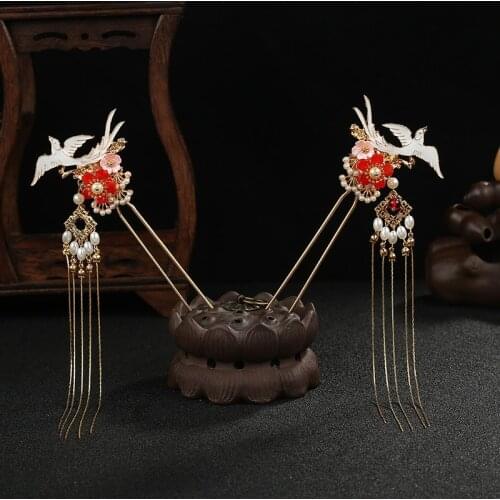 Classical antiquity hairpin step shake tassels temperament ultra-Xian Qi bird hairpin Chinese costume headdress hair accessories