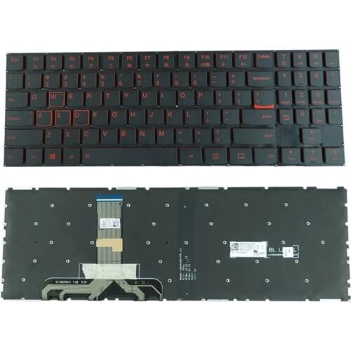 New US for Lenovo Legion Y7000 Y7000P Y530 Y530P Y530-15ICH laptop Keyboard US Backlit No Frame Red words