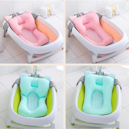 Baby Shower Bath Tub Pad Non-Slip Bathtub Seat Support Mat Newborn Safety Security Bath Support Cushion Foldable Soft Pillow