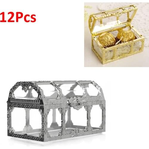 Creative Portable Candy Box European Hollow Gold Silver Treasure Chest Jewelry Ring Necklace Carrying Case Organizer Storage Box