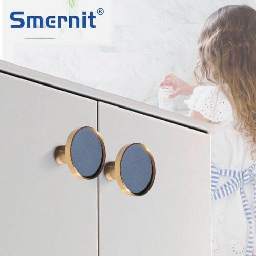 Brass Leather Handles for Furniture Sheepskin Door Knobs and Handles Kitchen Cabinet Cupboard Drawer Pulls Wall Hanging Hooks