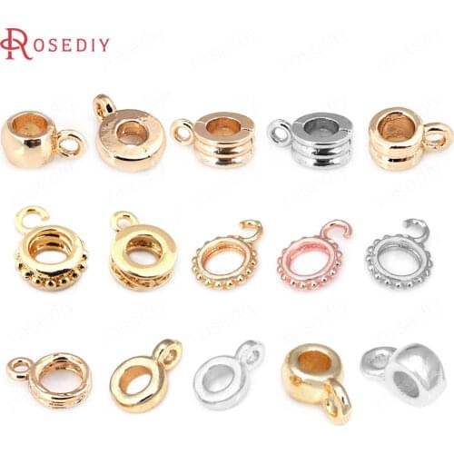 10PCS 7.5x3MM 24K Champagne Gold Color Plated Brass Large hole Charms Pendants Connector High Quality Jewelry Accessories