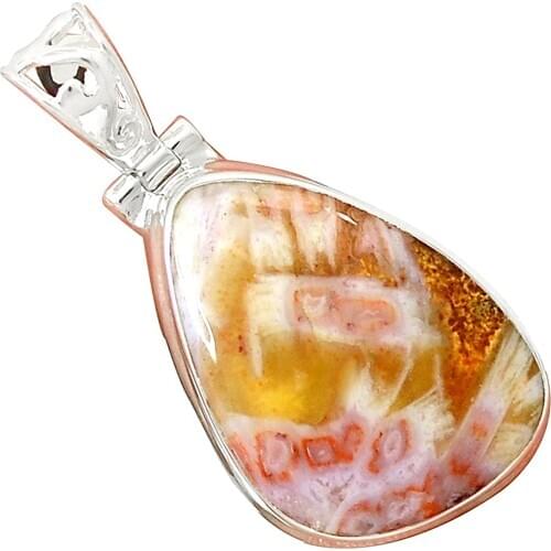 Lovegem Genuine Tube Agate Pendant 925 Sterling Silver, 38.5 mm, AP3745