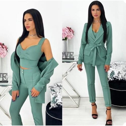 Fashion Women Blazer Suit Summer Mother of the Bride Suits Slim Fit Outfits Evening Party Wedding Wear with Belt