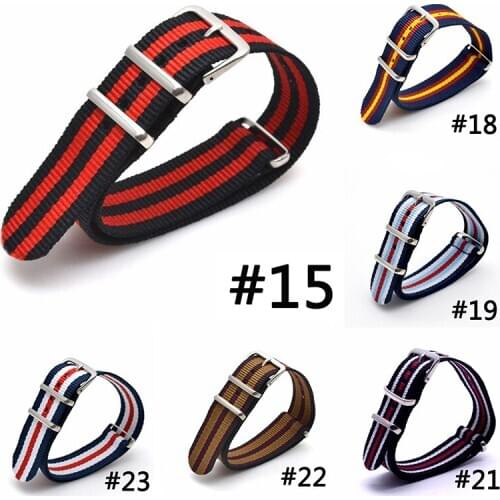 Nylon Nato Style Watch Band 20mm Fabric Striped Alternative DW Strap Sport Wristband Steel Buckle Belt