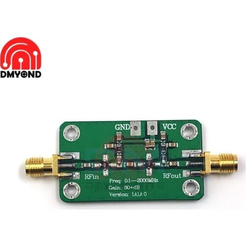 New 0.1-2000MHz Gain 60dB RF Broadband Amplifier Module LNA LNA 0.1-2GHZ High Gain Low Noise Amplifier Board DC 6-12V 35mA Board