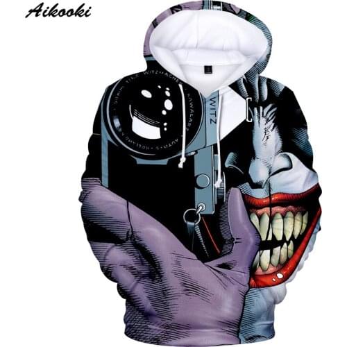 NEW Aikooki Joker 3dHooded Sweatshirts Men/Women Hoodies With Cap Joker 3D Printing Autumn Winter Loose Thin Male/Ladies Hooded