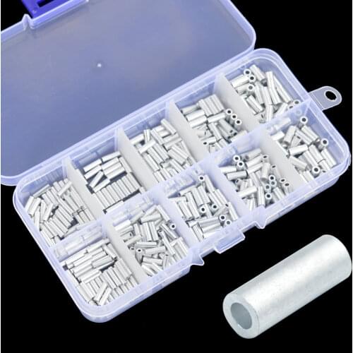 Fishing Crimp Sleeves 500pcs Assorted Mixed Size Aluminum Single Round Fishing Line Crimping Tube Wire Crimp Connector
