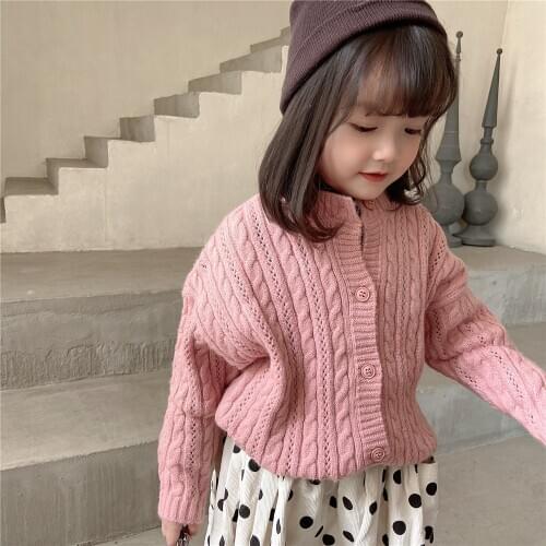 Autumn Winter Kids Girls Knitted Cardigans Korean Style Knitting Sweaters Jacket Kids Knitted Sweaters Outerwear Coats Clothes