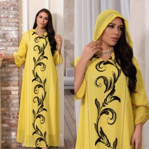 Eid Mubarak Abayas For Women Muslim Fashion Hooded Dress Embroidery Elegant Gowns Plus Size African Boubou Caftan Marocain