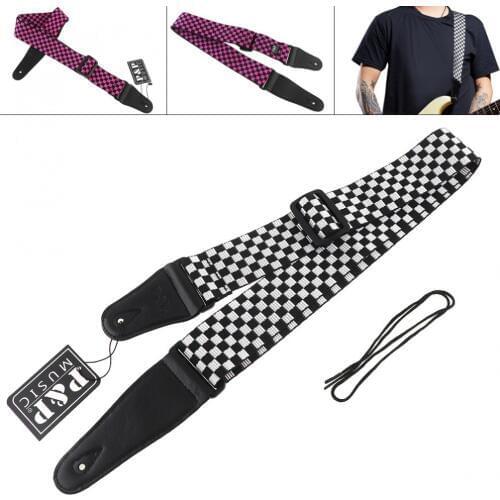 Adjustable Nylon Guitar Strap with Tartan Design 2 Colors Optional for Acoustic Electric Bass Guitar