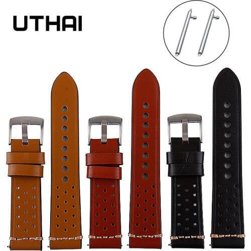 UTHAI P19 Watchbands 18mm 20mm 22mm 24mm High-end retro Calf Leather Watch band Watch Strap with Genuine Leather Straps