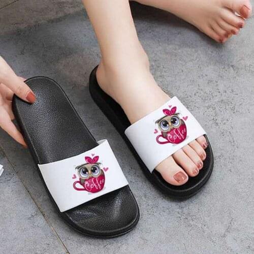 Sandals For Women 2021 Cute Owl Pattern Home slippers For Women Flat beach Flip Flops Female Slides Women Shoes Plus Size