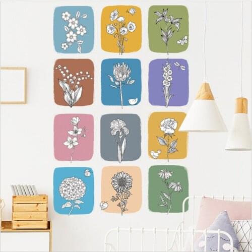 Modern Style Home Decor Flower Plants Wallpaper Cute Kids Room Decorative Wall Stickers Creative Hallway Wall Decal