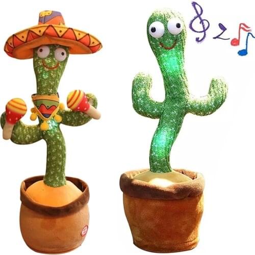 Dancing Cactus Toys Speak Electronic Plush Toys Twisting Singing Dancer Talking Novelty Funny Music Luminescent Gifts Bluetooth