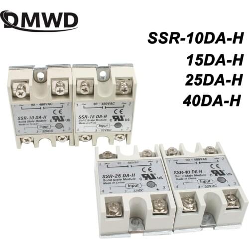 Solid state relay SSR-10DA-H 10A actually 3-32V DC TO 90-480V AC SSR 10DA 15DA 25DA 40DAH relay solid state Resistance Regulator