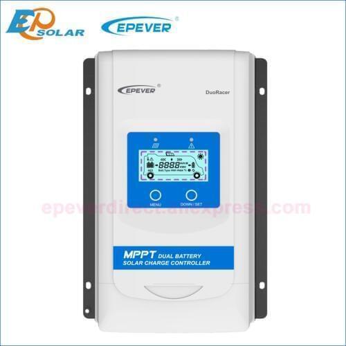 EPever DuoRacer MPPT 10A 20A 30A Solar Charger and Discharger Controller 12V 24V Auto Dual Battery Regulator for RV Camper Boat