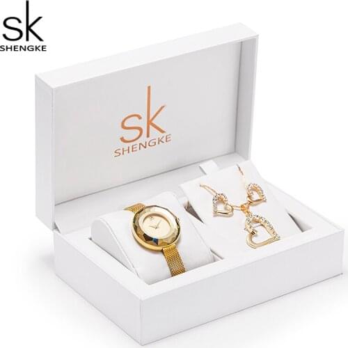 Women Watches Set with Gift Box Luxury Style with Necklace Earrings Rings Accessories Gift for Love with High Quality