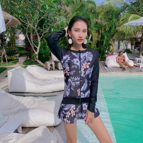 Swimwear Women Sexy Bikini 2020 Long Sleeve Swimsuit Girl Rash Guard Suits Female New Big Yards Fat Cartoon Polyester