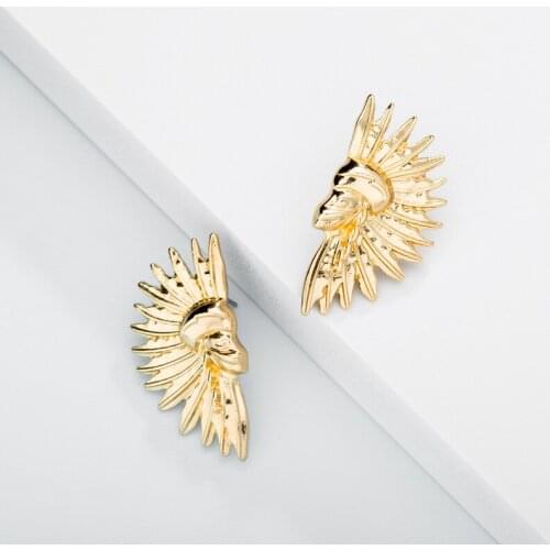 Aesthetic Jewelry Metal Exaggerated Punk Womens Earrings Gothic Head Portrait Unique Design Earring Bohemia Style Jewellery