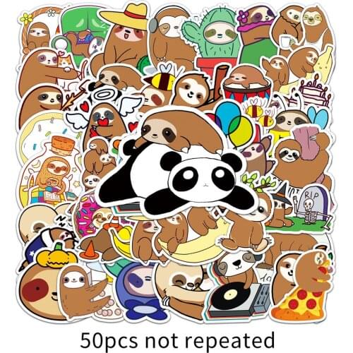 10/50PCS Cute Animal Lazy Sloth Stickers Skateboard Guitar Laptop Motorcycle Luggage Classic Toy Joke Sticker for Kid Gift Decal