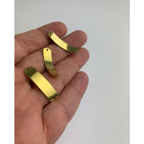 10 pcs Raw Brass curved double hole Jewelry, Stamping Label, Woman brass pendant tools. woman jewellery necklaces
