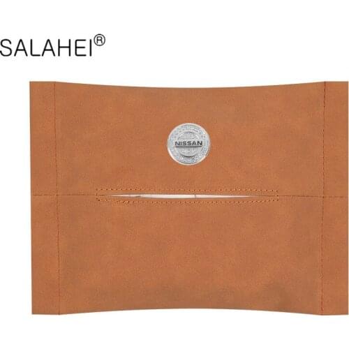 1X Car Visor Logo Diamonds Tissue Box Holder For Nissan Nismo Tiida Teana Skyline Juke X-trail Almera Sunny Qashqai March Livina