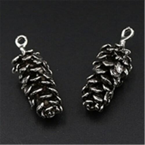 2pcs Silver Plated Pinecone Pendants Retro Necklace Earrings DIY Metal Jewelry Handicrafts Charm Making A559