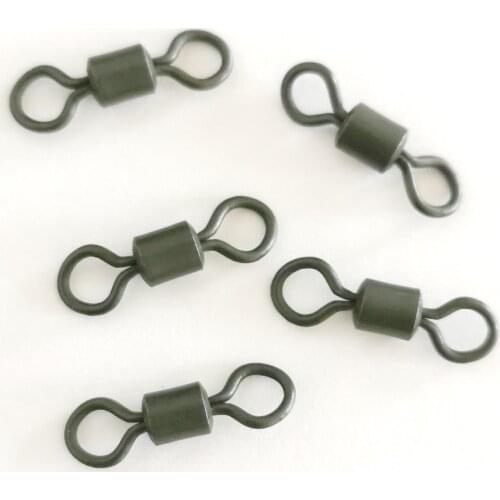 #4 500 pieces matt black carp tackle brass rolling swivels