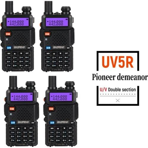 4PCS/Set BAOFENG UV-5R Walkie Talkie 2W VHF UHF 136~174MHz 400~520MHz Dual Band Hunting Radio With Flashlight