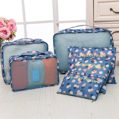 6pc Travel Storage Bag Suitcase Luggage Organizer Set Bag For Clothing Underwear Socks Shoes Storage Bag Packing Cubes household