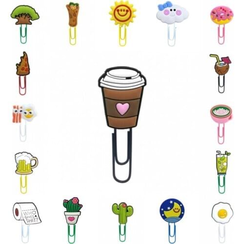 8pcs Cute Coffee Beer Casual Bookmarks Cactus Page Holder Marker Paper Clip School Office Supplies Student Stationery Kids Gift