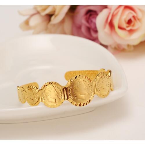 Free size Money Coin Bracelet gold Islamic Muslim Arab Coins Bracelet for Women Men Arab Country Middlekids Eastern Jewelry