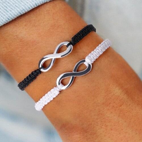 Forever Love Infinity Symbol Charm Bracelet for Women Men Rope Braided Charming Bracelet Friendship Wristband Hand Jewelry Gifts