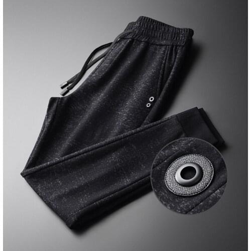 Classic Autumn Winter Wool Male Pants High Quality Yarn Dyed Thicken Casual Mens Trousers Fashion Elastic Waist Man Pants