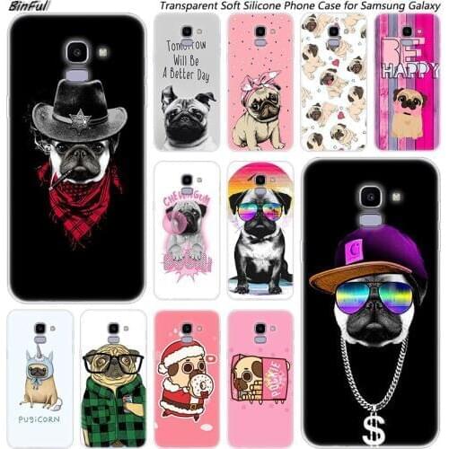 Hot pug dog puppy Soft Silicone Phone Case For Samsung Galaxy J8 J6 J4 2018 J2 Core J5 J6 J7 Prime J3 2016 2017 EU J4 Plus Cover