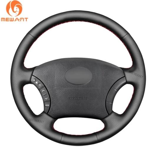 MEWANT Black Genuine Leather Steering Wheel Cover for Toyota Land Cruiser Prado 120 Tacoma 4Runner Hilux Highlander Sequoia