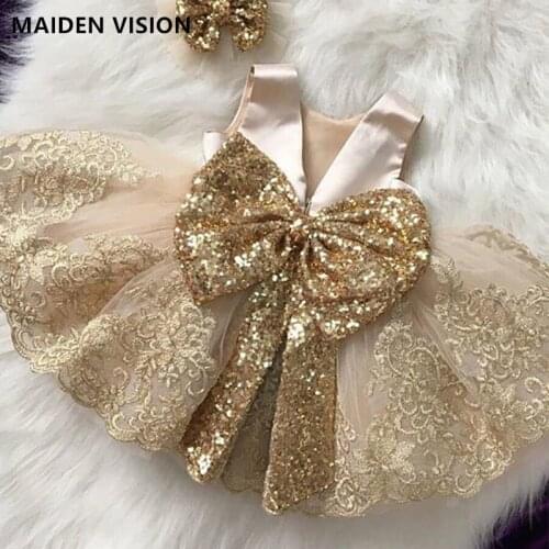Lace Kid infan Dress for Girls summer Wedding Sequins Girl Dress Princess Party Backless Pageant Gown 12year Teen Children Dress